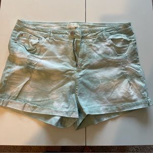Plus size, forever 21, 3X, tie dye, Jean short, green and white